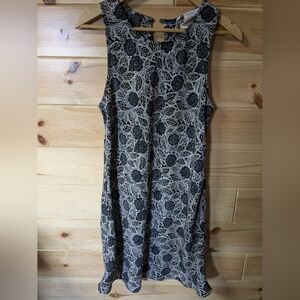 Jonathan Martin Sz 9 Black White Floral Sleeveless Pullover Dress Vintage